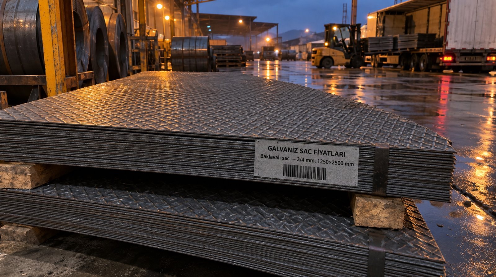Baklavalı sac 3/4 mm, 1250×2500 mm, sevkiyat alanında