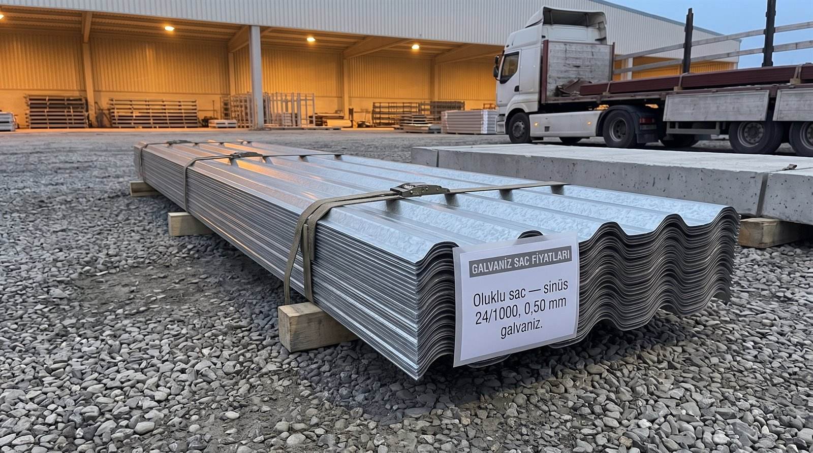 Oluklu sac sinüs 24/1000, 0,50 mm galvaniz, sevkiyat alanında