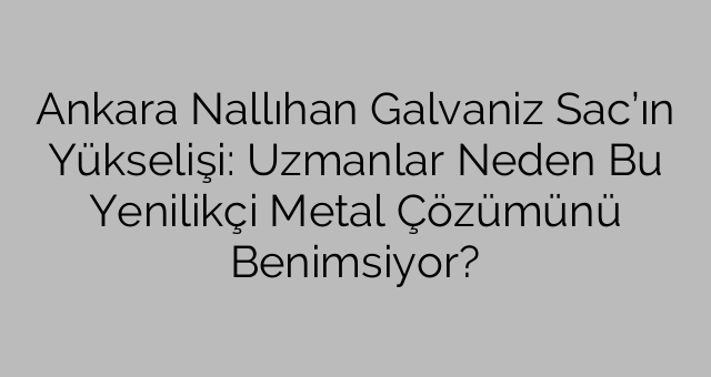 Ankara Nallıhan Galvaniz Sac’ın Yükselişi: Uzmanlar Neden Bu Yenilikçi Metal Çözümünü Benimsiyor?